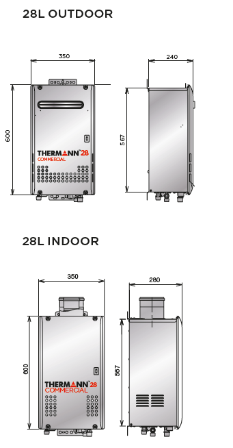 28ltr Continuous Flow Commercial line drawing