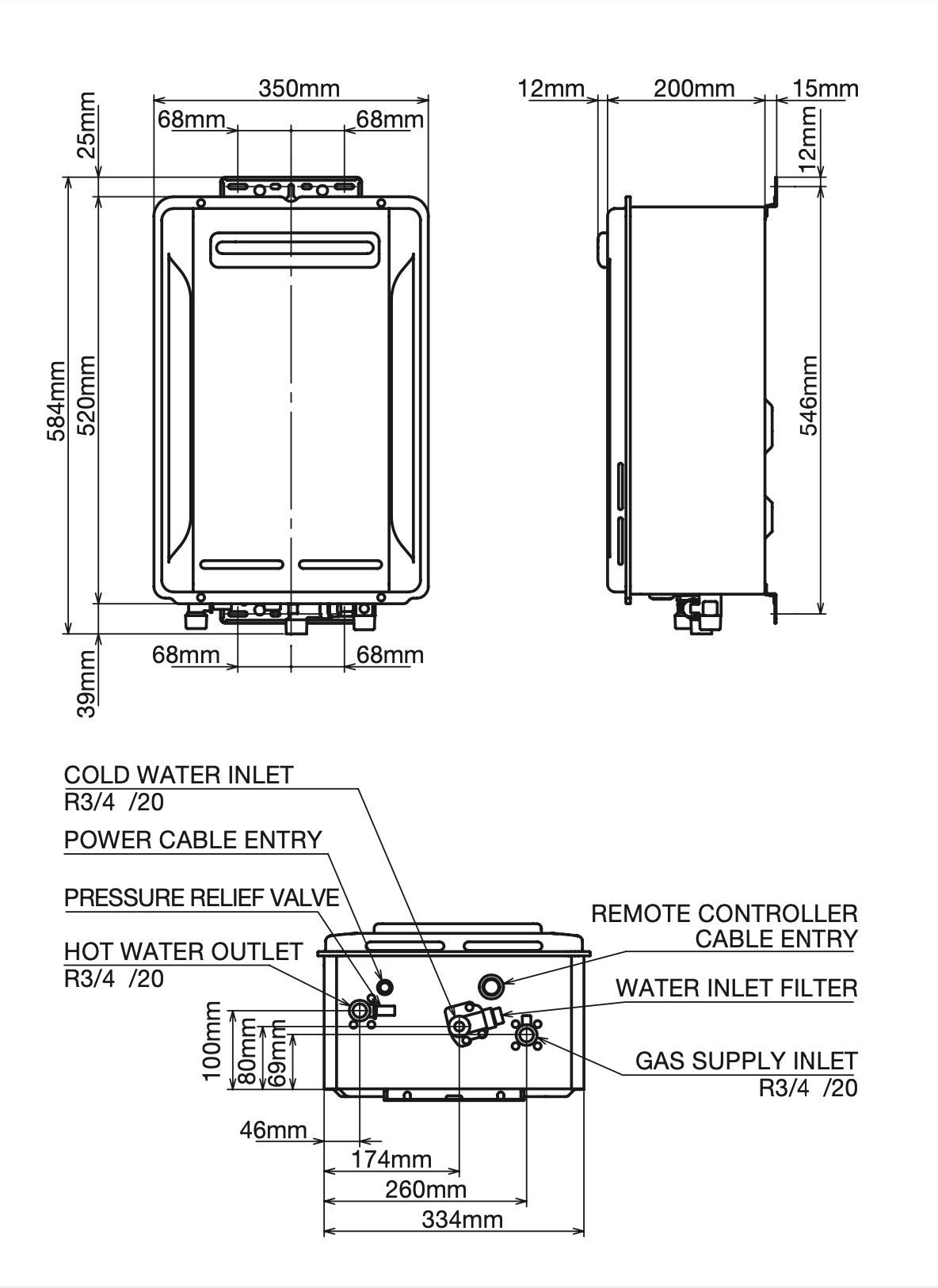R-series Line Drawing Dimensions