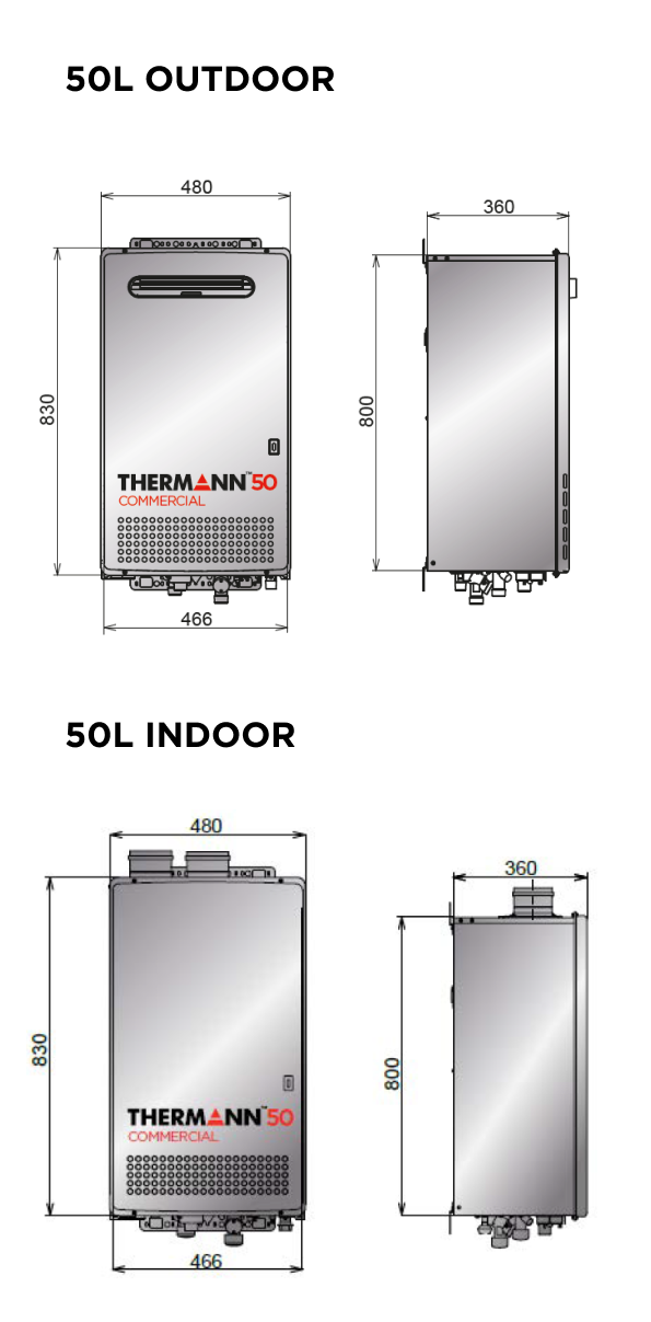 50ltr Continuous Flow Commercial line drawing